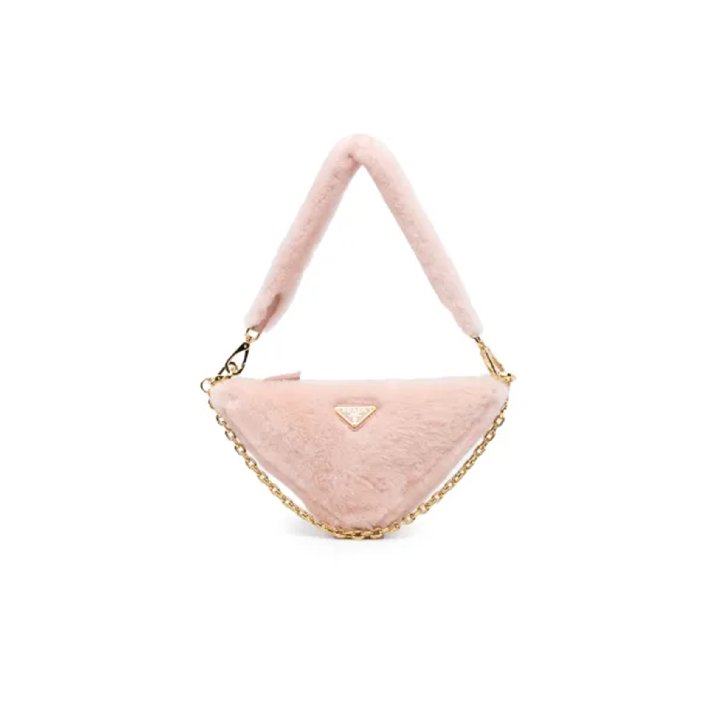 Pra*a mini shearling triangle satchel 1nq044 (28*16*7cm)